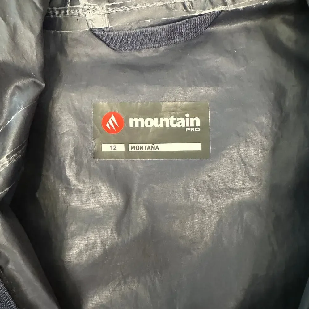 Mountain Pro Jacket Navy Hooded Zip Front Youth 12 Montana Rain Shell Gorpcore